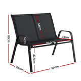 Gardeon 2-Seat Steel Outdoor Patio Bench