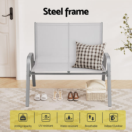 Gardeon 2-Seat Steel Outdoor Patio Bench