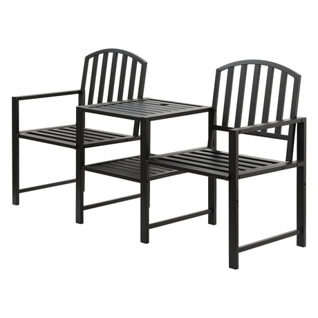 Saunders Beach 2 Seater Garden Bench, Black