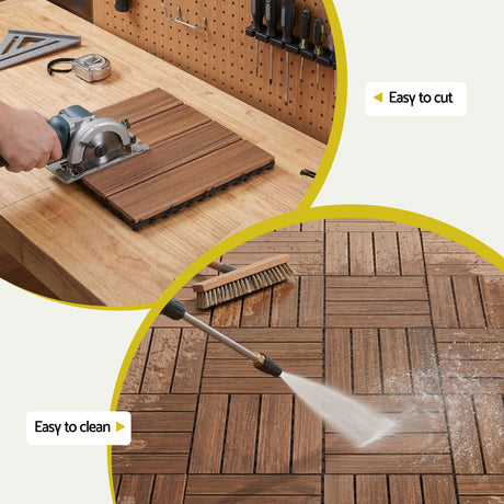 Ronda Wood Deck Tiles, 30 x 30cm, 10pcs