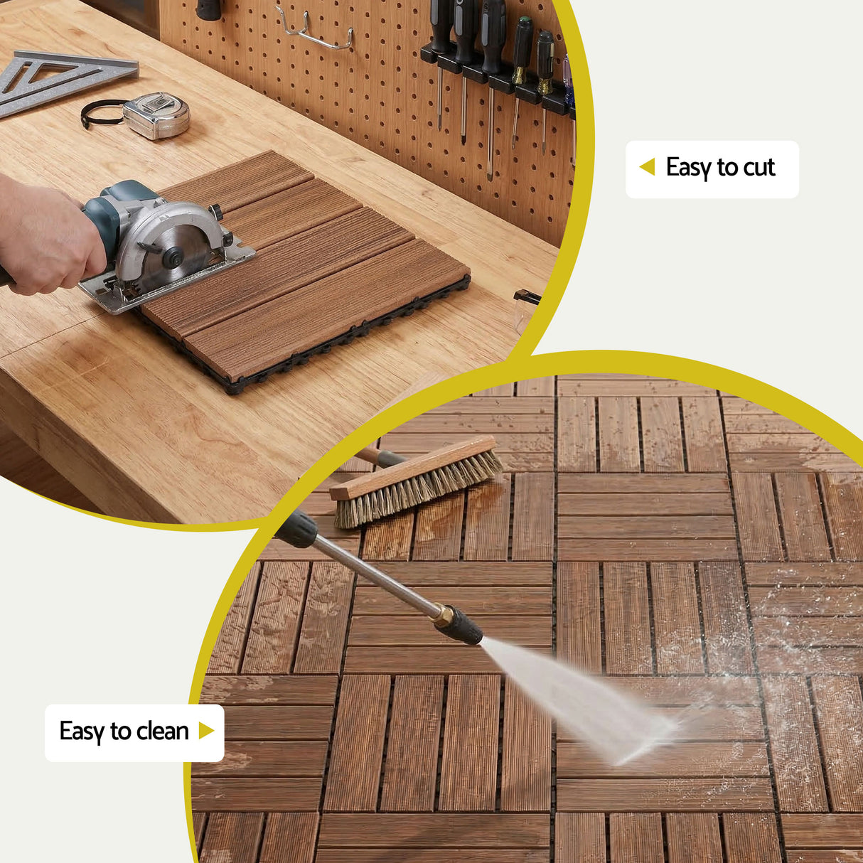 Frigiliana Wood Deck Tiles, 30 x 30cm, Brown, 27pcs