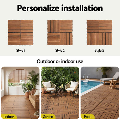 Frigiliana Wood Deck Tiles, 30 x 30cm, Brown, 27pcs