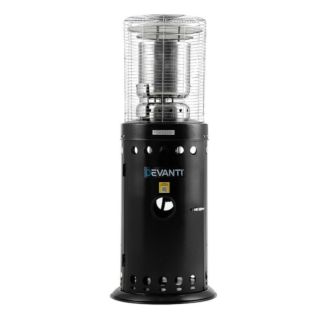 Misurina black freestanding gas patio heater in stainless steel