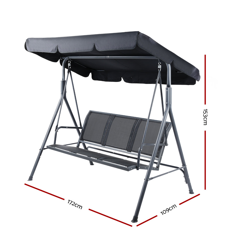 Jamberoo 3 Seater Porch Swing Chair Black image 2