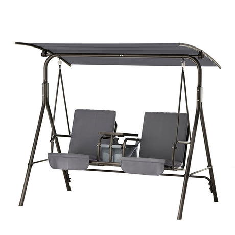 Gardeon Elegant Grey 2-Seater Outdoor Swing Chair