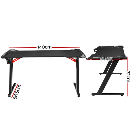 Greenway Gaming Desk, Black 140cm