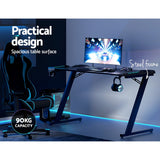 Artiss 140cm Gaming Desk with RGB LED Lighting Carbon Fibre Texture — Allure Home Collections