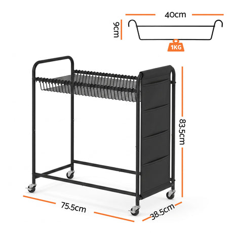 Barwon Heads Mobile Pants Trolley Clothes Rack, Black
