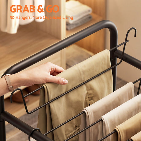 Barwon Heads Mobile Pants Trolley Clothes Rack, Black