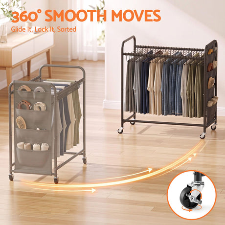 Barwon Heads Mobile Pants Trolley Clothes Rack, Black