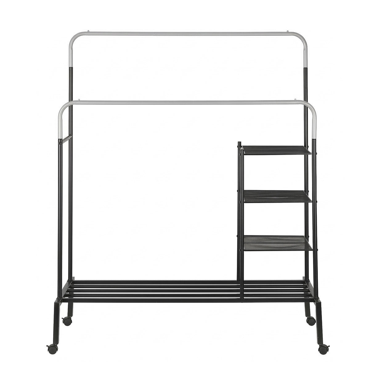 Portarlington Double Rod Clothes Rack, Silver and Black