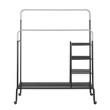 Portarlington Double Rod Clothes Rack, Silver and Black