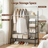 Portarlington Double Rod Clothes Rack, Silver and Black