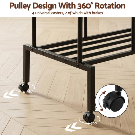 Portarlington Double Rod Clothes Rack, Silver and Black