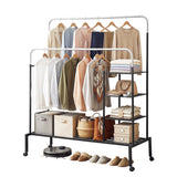 Portarlington Double Rod Clothes Rack, Silver and Black