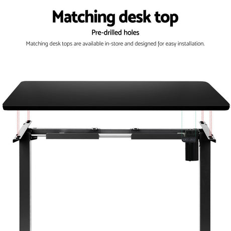 Artiss Electric Height Adjustable Desk Frame 70kg Load Black Grey or White — Allure Home Collections