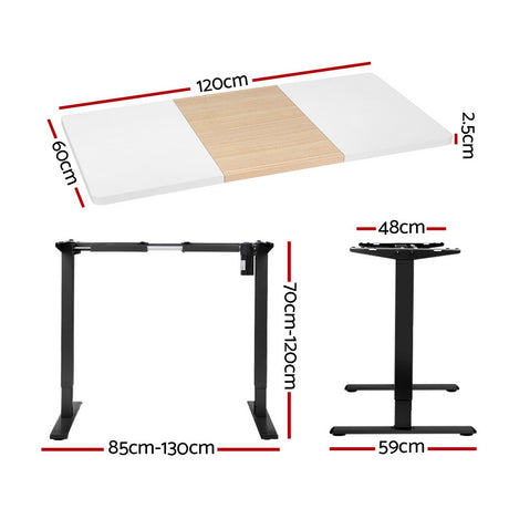 Artiss Motorised Sit-Stand Desk White Oak Walnut or White — Allure Home Collections