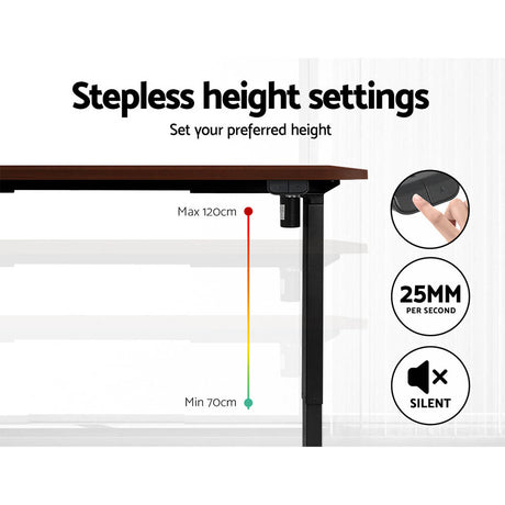 Artiss Electric Height Adjustable Standing Desk Rustic Brown Walnut or Black — Allure Home Collections