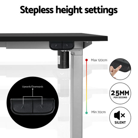 Artiss Electric Height Adjustable Desk Frame 70kg Load Black Grey or White — Allure Home Collections