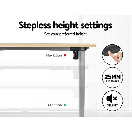 Artiss 140cm Electric Height Adjustable Desk White Oak or White — Allure Home Collections