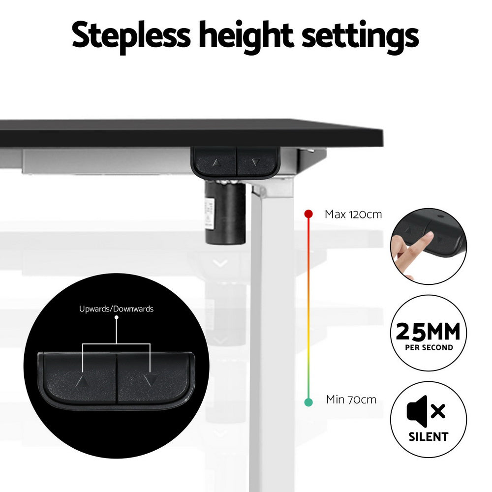 Artiss Electric Height Adjustable Desk Frame 70kg Load Black Grey or White — Allure Home Collections