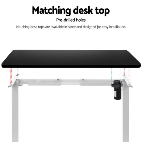 Artiss Electric Height Adjustable Desk Frame 70kg Load Black Grey or White — Allure Home Collections
