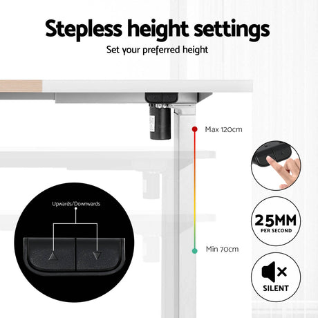 Artiss Motorised Sit-Stand Adjustable Desk Walnut White or Black — Allure Home Collections