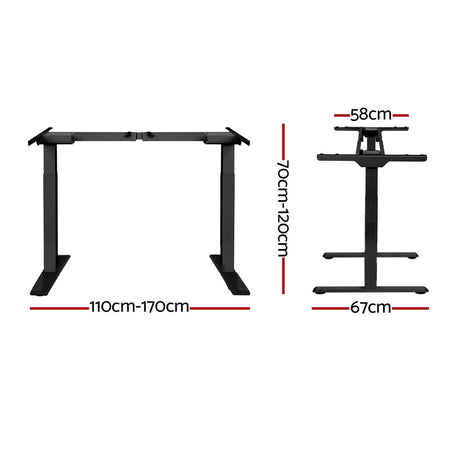 Artiss Dual Motor Motorised Standing Desk Frame Only Black — Allure Home Collections