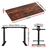 Dickson rustic brown standing desk in a home office