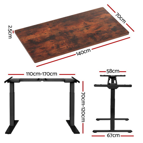 Dickson rustic brown standing desk in a home office