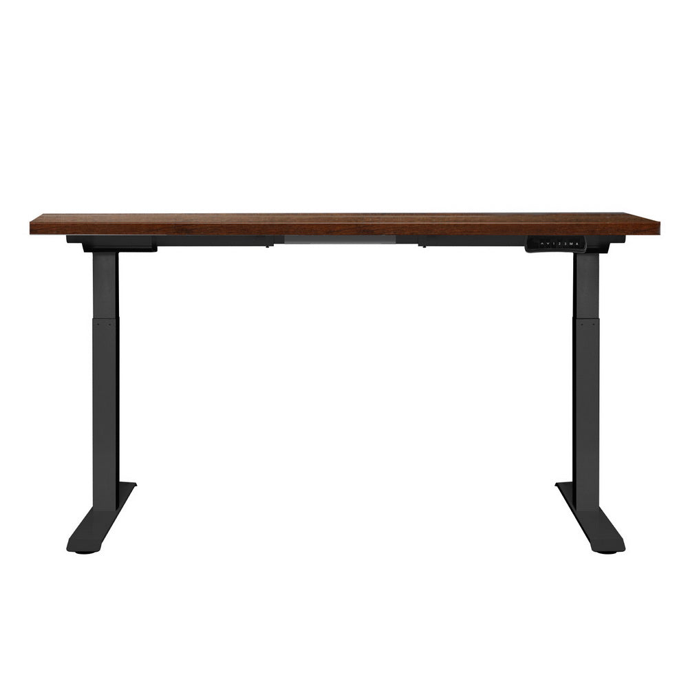 Dickson rustic brown standing desk in a home office