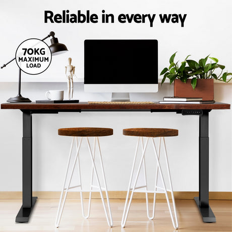 Dickson rustic brown standing desk in a home office