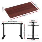 Artiss Dual Motor Electric Height Adjustable Desk Rustic Brown Oak or Walnut — Allure Home Collections