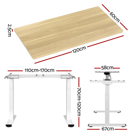 Artiss Dual Motor Height Adjustable Desk Black White or Walnut — Allure Home Collections