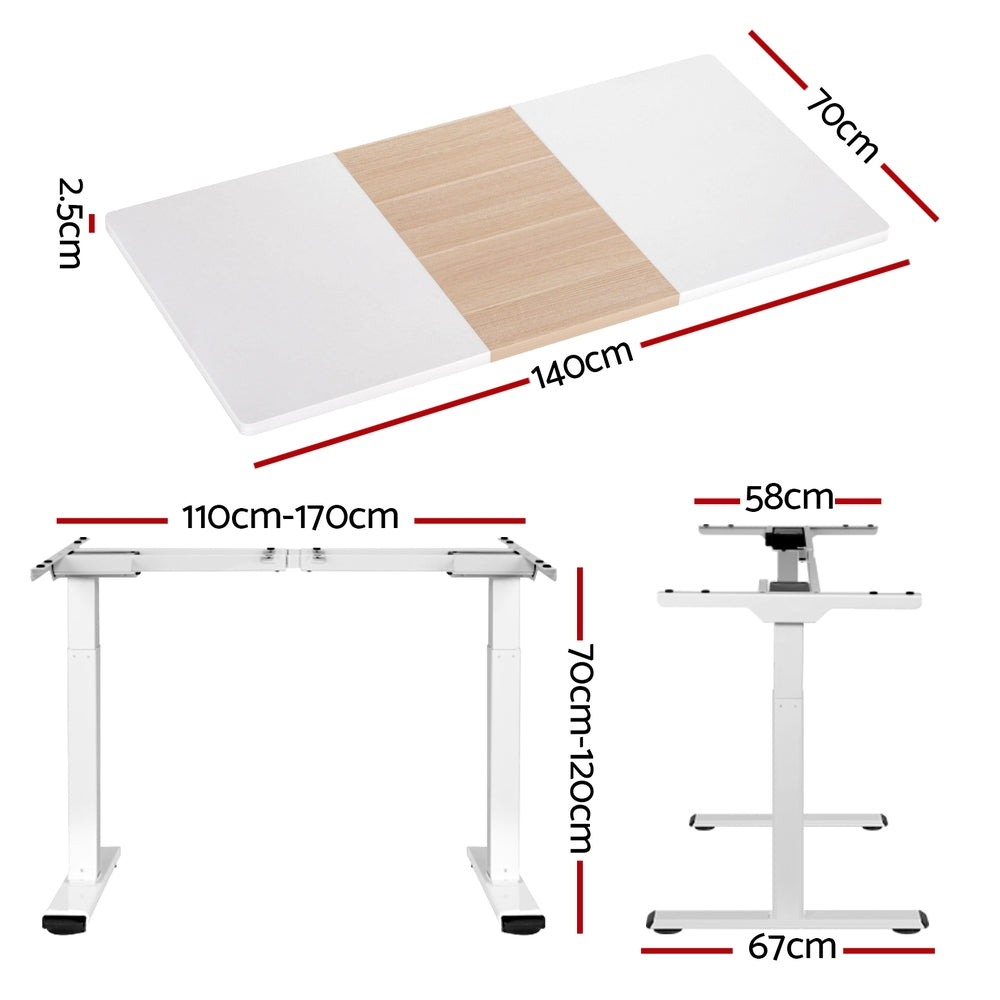 Scullin Electric Standing Desk, White 140cm