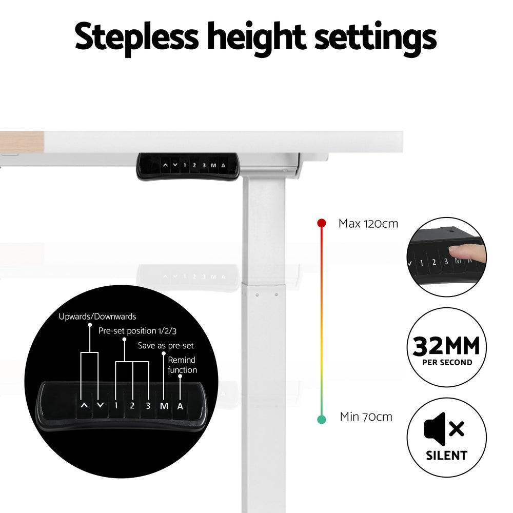 Scullin Electric Standing Desk, White 140cm