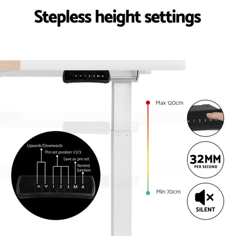 Scullin Electric Standing Desk, White 140cm