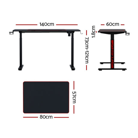 Artiss Motorised Gaming Desk with RGB Lighting Electric Height Adjustment Black or White — Allure Home Collections