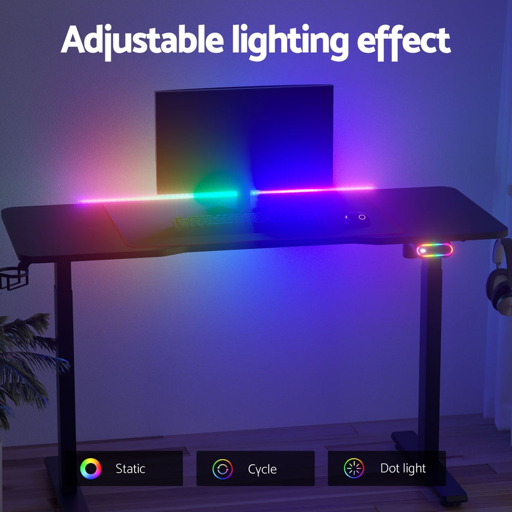 Artiss Motorised Gaming Desk with RGB Lighting Electric Height Adjustment Black or White — Allure Home Collections