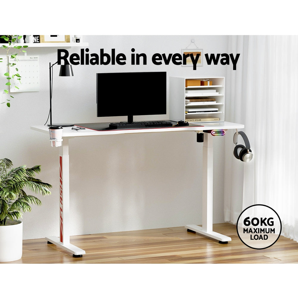 Artiss Motorised Gaming Desk with RGB Lighting Electric Height Adjustment Black or White — Allure Home Collections