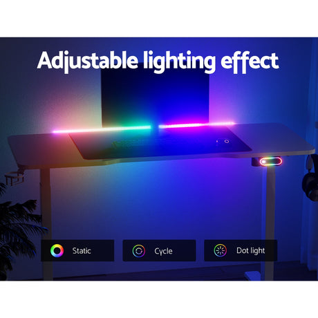 Artiss Motorised Gaming Desk with RGB Lighting Electric Height Adjustment Black or White — Allure Home Collections