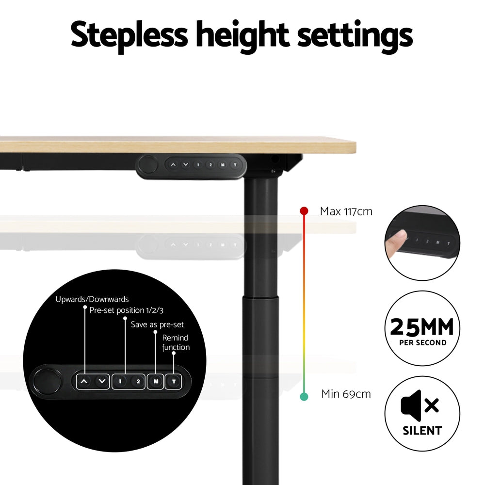 Artiss Motorised Electric Adjustable Standing Desk White Oak Black or Rustic Brown — Allure Home Collections