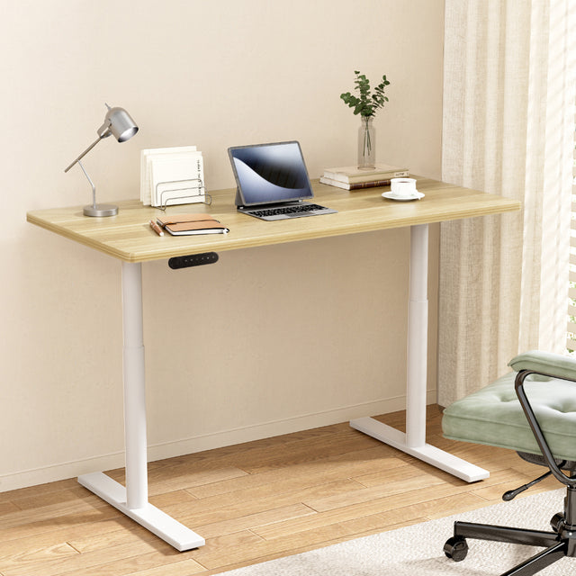 O'Connor white oak standing desk in a home office