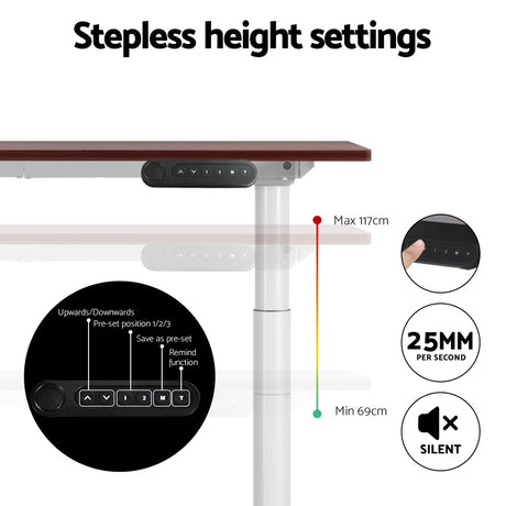 Artiss Dual Motor Sit-Stand Desk Black or White Oak — Allure Home Collections
