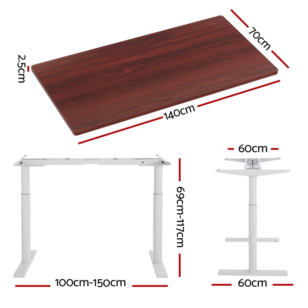 Artiss 140cm Motorised Height Adjustable Standing Desk Black White Oak or Rustic Brown — Allure Home Collections
