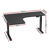 Artiss L-Shaped Motorised Standing Desk 160CM Black