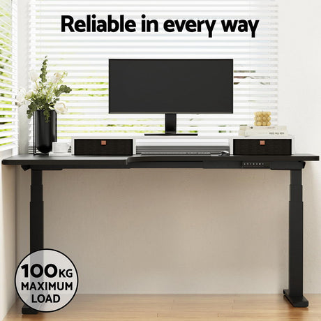 Artiss L-Shaped Motorised Standing Desk 160CM Black