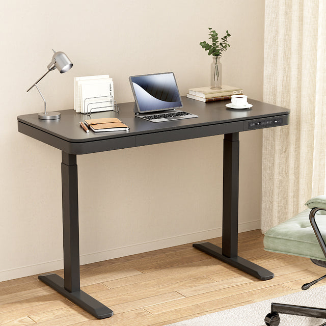 Artiss Electric Dual Motor Standing Desk with Integrated Drawer Natural or Black — Allure Home Collections