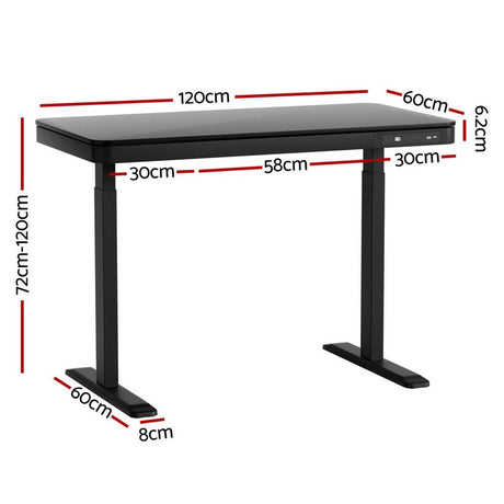 Artiss Electric Dual Motor Standing Desk with Integrated Drawer Natural or Black — Allure Home Collections