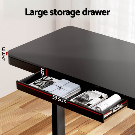 Artiss Electric Dual Motor Standing Desk with Integrated Drawer Natural or Black — Allure Home Collections